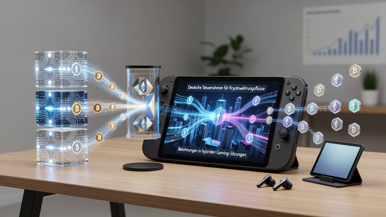 Darstellung von Kryptowährungsflüssen und mobilen Gaming-Sitzungen unter deutschen Steuervorgaben