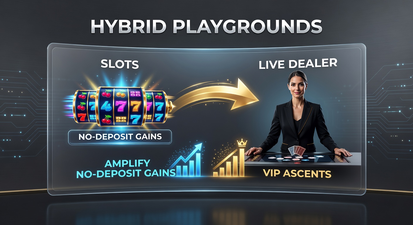 Grafik eines VIP-Aufstiegs auf einem Smartphone: Slot-Gewinne fließen in Live-Dealer-Wetten, mit No-Deposit-Boni und Stufenleiter sichtbar